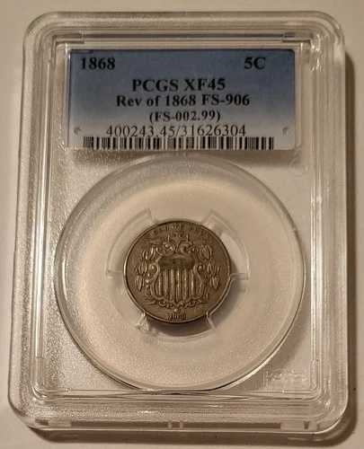 1868年 シールドニッケル Rev of 68 FS-906 XF45 PCGS