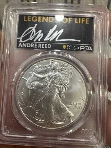 人生の伝説、アンドレ・リード 2021年 シルバーイーグル タイプ1 PCGS MS70 発行最終日