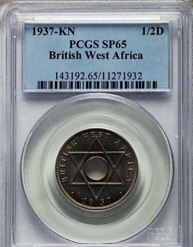 1937年 KN 英国西アフリカ スペシメン 1/2ペニー、PCGS SP 65、プルーフ