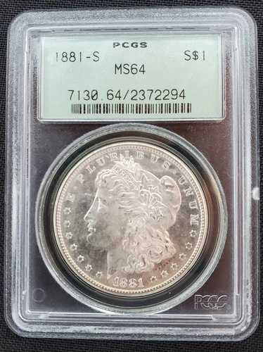 1881年 S モーガン銀貨 PCGS MS64 (旧PCGSグリーンラトラーホルダー)