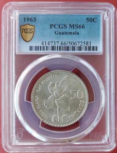 グアテマラ 銀貨 50センタボ UNC コイン 1963年 KM#264 PCGS MS66