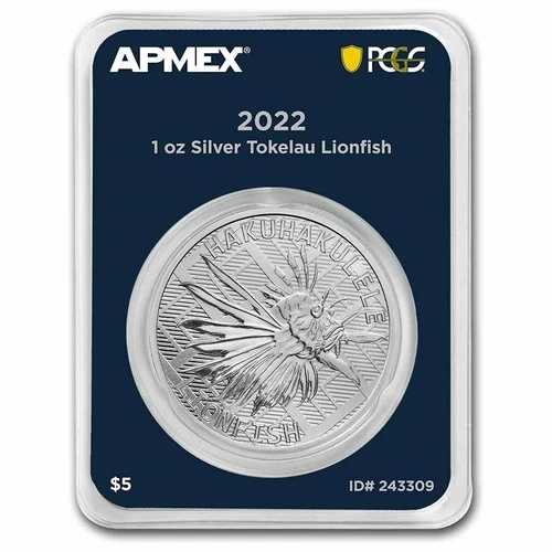 ファーストストライク 2022 トケラウ 1オンス .999 ファインシルバー ライオンフィッシュコイン MD?プレミア + PCGS