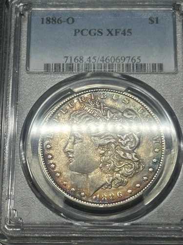 1886年 O モルガン・ダラー PCGS XF45 トーン加工 ユニーク サーキュレイテッド トーニング セミキーデイト