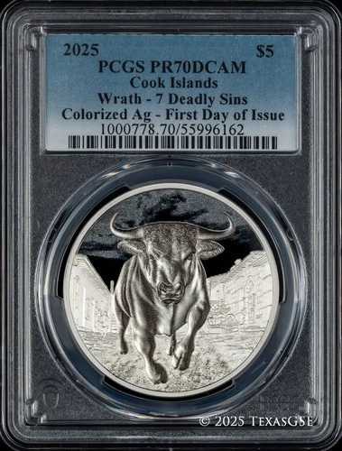 2025年 クック諸島 5ドル 1オンス シルバー 七つの大罪 - 怒り PCGS PR70 FDI