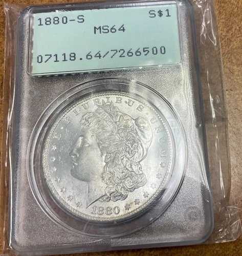1880-S モーガン シルバー ダラー PCGS MS64 - 古いラトラー ホルダー。