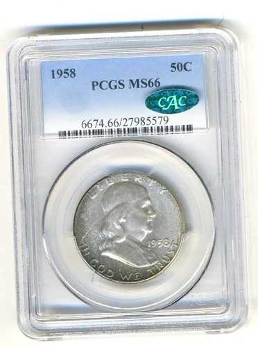 1958年 フランクリン ハーフダラー PCGS MS66 CAC
