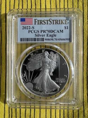 2022 S プルーフ シルバー イーグル PCGS PR70 DCAM フラッグ ファーストストライク ラベル