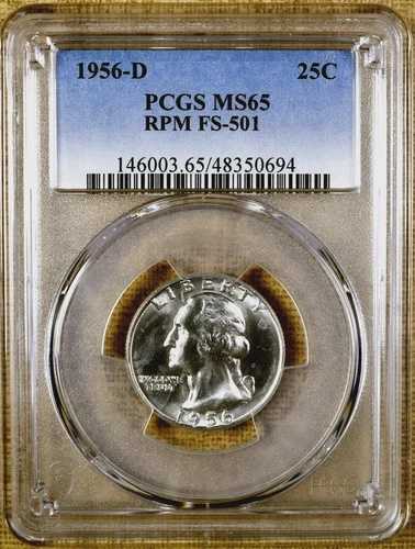 1956-D PCGS MS65 FS-501 RPM D / 反転D ワシントンクォーター (694)