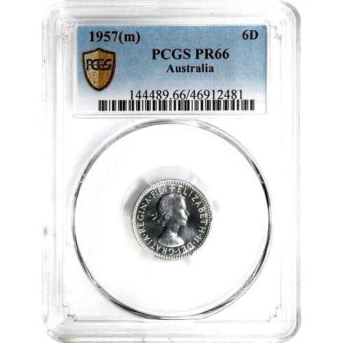 1957年 M オーストラリア 6ペンス、PCGS PR 66、プルーフ