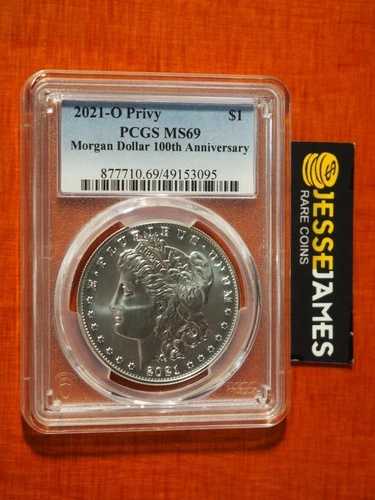 2021年 1ドル O プライベート シルバー モルガン ドル PCGS MS69 クラシック ブルー ラベル ニューオーリンズ