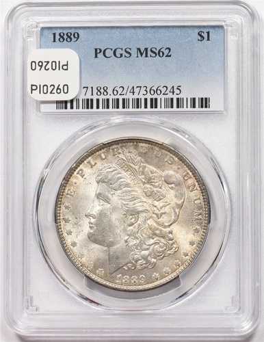 1889年 モルガン・ダラー シルバー 素晴らしい色調 PCGS MS62 PI0260