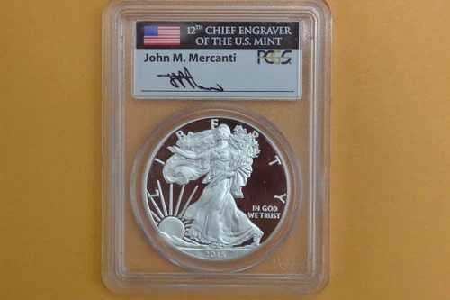 2015-W 1ドル アメリカン シルバー イーグル プルーフ 1オンス PCGS PR70 DCAM マーカンティ サイン入り