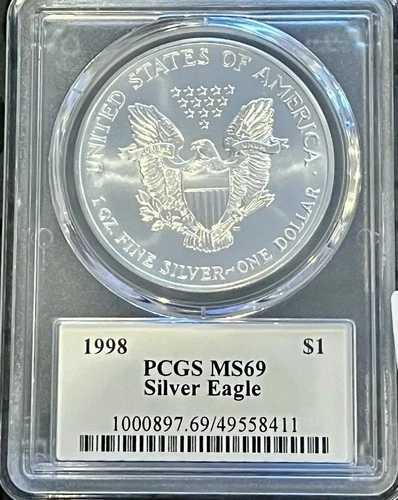 1998年 $1 アメリカン シルバー イーグル PCGS MS 69 | 未使用 UNC BU