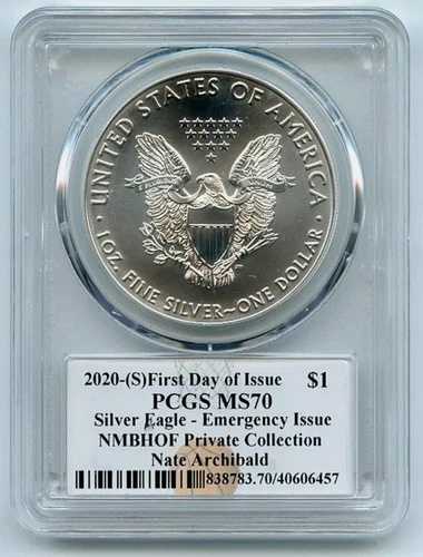 2020年 (S) ASE エマージェンシー PCGS MS70 FDOI ネイト・アーチボルド NMBHOF 個人コレクション