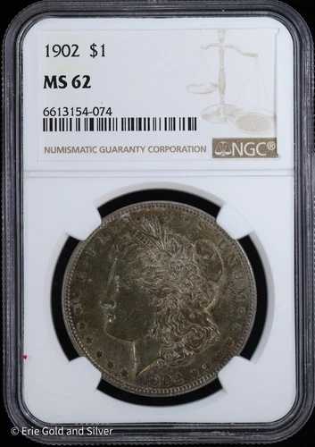 1902-P 1ドル モルガン銀貨 NGC MS 62 | 未流通 UNC