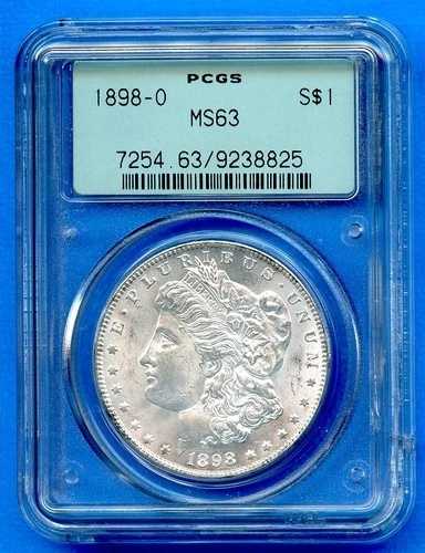 1898 O PCGS MS63 モルガン銀貨 $1 米国造幣局 1898-O MS-63 レア Gen 2.2 OGH