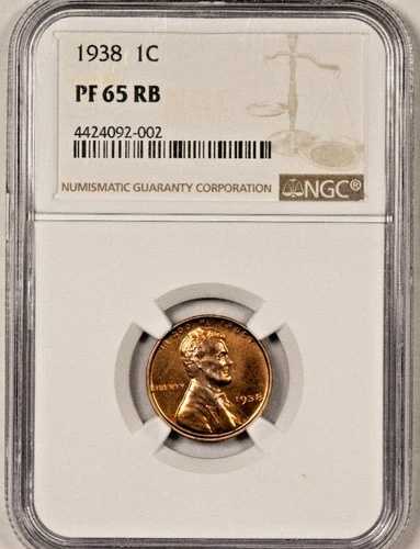 1938年 NGC プルーフ PF65 RB PR65 リンカーン セント
