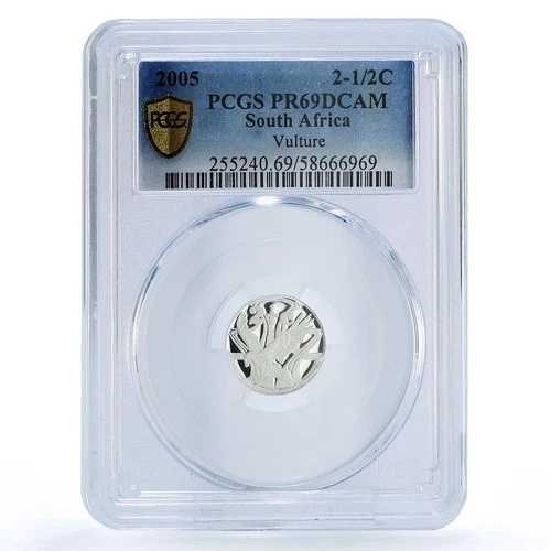 南アフリカ 2.5セント ハゲワシ 鳥類 獲物 動物 PR 69 PCGS 銀貨 2005年