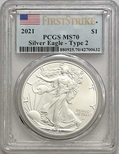 2021年 シルバーイーグル タイプ2 ファーストストライク PCGS MS 70 56,760円