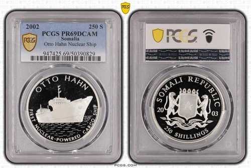 ソマリア シルバー プルーフ 250シリング コイン 2002年 オットー・ハーン船 PCGS PR69 トップ??
