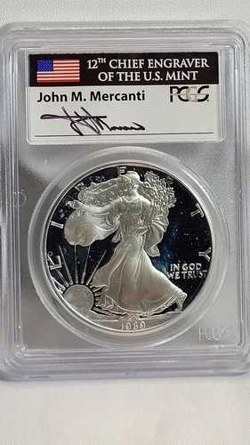1989-S シルバーイーグル PCGS PR69 DCAM ジョン・マーカンティ サイン入り - スポット