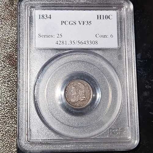 1834年 H10C PCGS VF35 キャップドバストハーフダイム