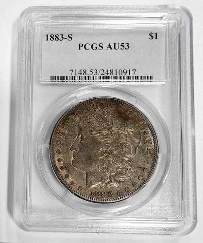 コイン 1883 S モルガン 90% シルバー ドル PCGS AU 53 KM 110 ASW 0.7734 良好な状態