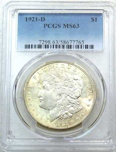 1921年-D モルガン銀貨 PCGS MS63 フロスティ 新品鑑定済 #V257A