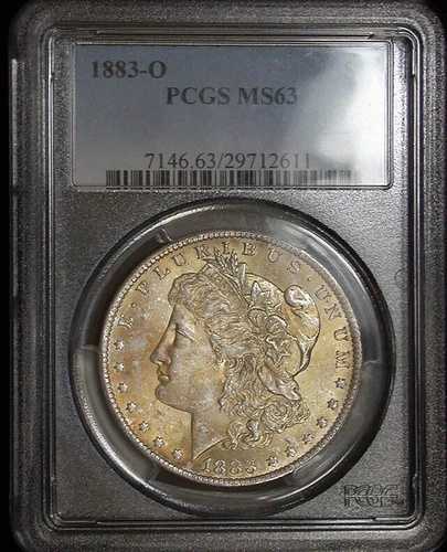 1883年製 モルガン・ダラー / 天然金色フルトーン表面 / PCGS MS63 認定
