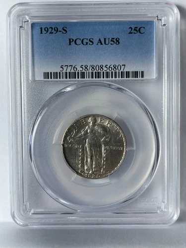 1929年 S - 25セント スタンディングリバティクォーター - PCGS AU 58
