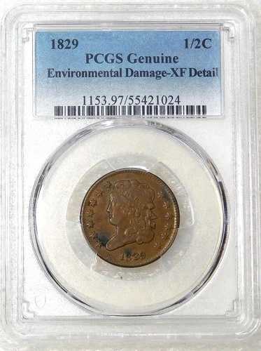 1829年製 クラシックヘッド ハーフセント PCGS XF ディテール 美品 オリジナルコイン 鑑定済み #SB15