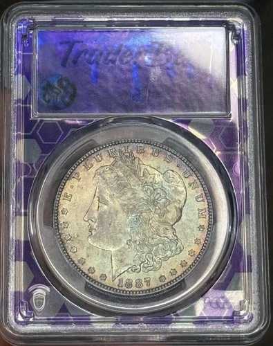 1887年 トナー モルガン シルバー ダラー PCGS MS64 クールターゲット トーニング 両面！ブルー