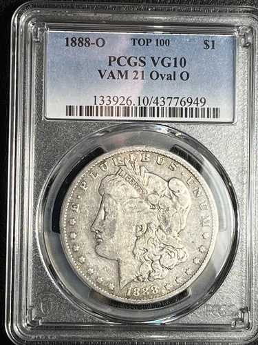 1888-O モーガン シルバー ダラー、TOP 100 PCGS VG 10、VAM 21 OVAL O、極めて希少。