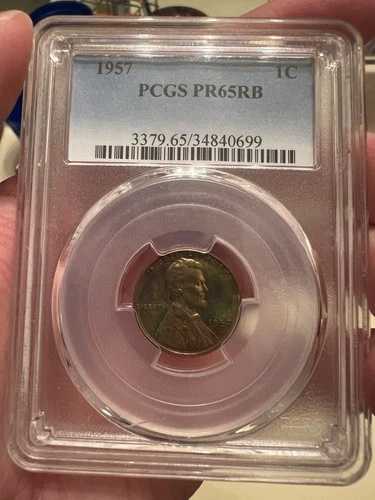 1957年 PR65RB トーンPCGSリンカーンセント！素晴らしい色