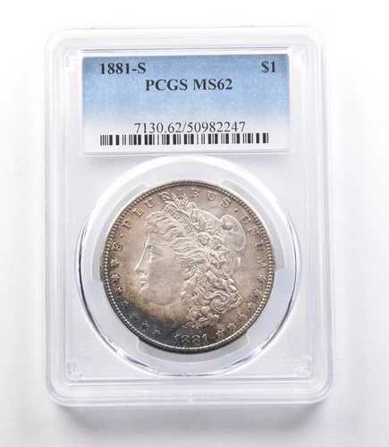 1881-S モルガン銀貨 MS62 PCGS ペリフェラルトーン *1966