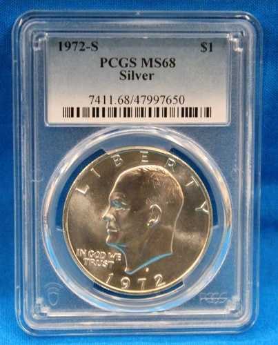 1972-S PCGS アイゼンハワー ドル - シルバー - グレード MS68 PCGS # 7411.68/47997650
