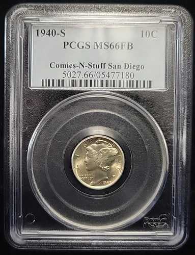 1940年 S マーキュリー シルバー ダイム 10セント PCGS MS66FB | フルバンド | 写真を見る