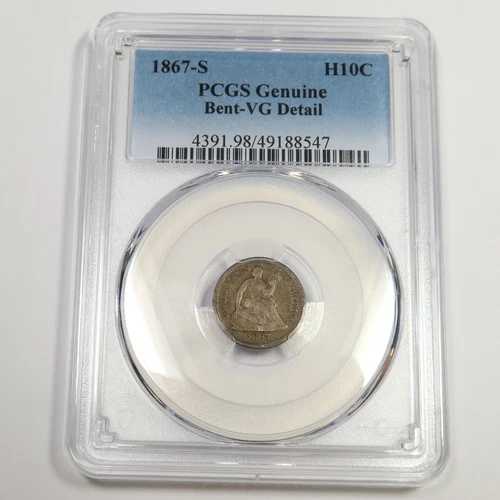 1867 S PCGS VG 詳細 - シルバー シート付きハーフダイム H10C 米国コイン #49925A