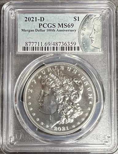 2021 D モルガン・ダラー PCGS MS69、記念ラベル