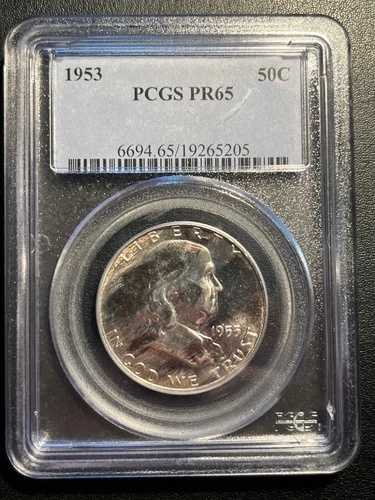 1953年 シルバープルーフ フランクリン ハーフダラー PCGS PR65 - 素晴らしい