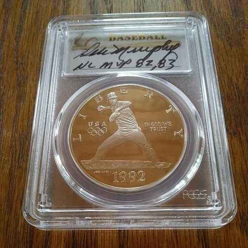 1992-S PCGS PR69DCAM オリンピック野球 シルバードル デール・マーフィー サイン入り - LOW POP