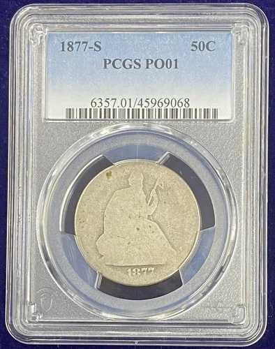 1877年 S シーテッド リバティ ハーフ ドル 50セント ローボール PCGS PO1 POOR 1 #55027