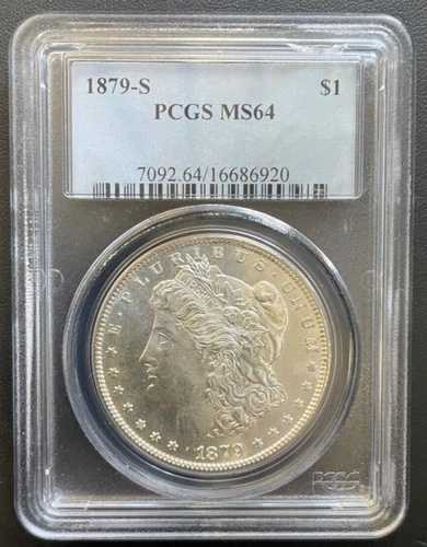 1879-S モルガン銀貨 PCGS MS-64、非常に良好な未使用プルーフコイン