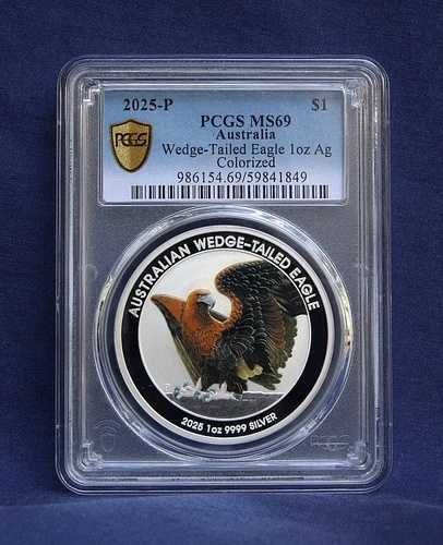 2025-P オーストラリア シルバー オナガワシ PCGS MS69 ***カラーライズド、最後の1枚***