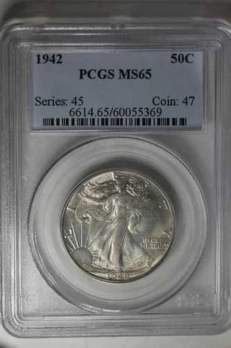 1942年 .50 PCGS MS65 ウォーキング・リバティ、レディ・リバティ・ハーフ