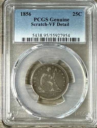 1856年 自由の女神像 シルバークォーター PCGS 純正スクラッチ VFディテール 25セント