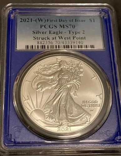 2021-W アメリカンシルバーイーグル タイプ2 発行初日 PCGS MS70