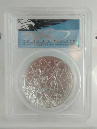 2020-P PCGS MS70 バスケットボール殿堂入りトーマス・クリーブランドコイン（発行初日）。