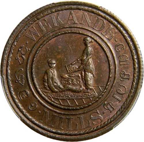 セイロン・ウェカンデ・ミルズ・コーヒー農園 19セント銅貨 PCGS MS63BN (7-6)