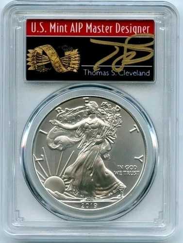 2019 $1 アメリカン イーグル PCGS MS70 FDOI トーマス クリーブランド アローズ 1 オンス シルバー コイン。